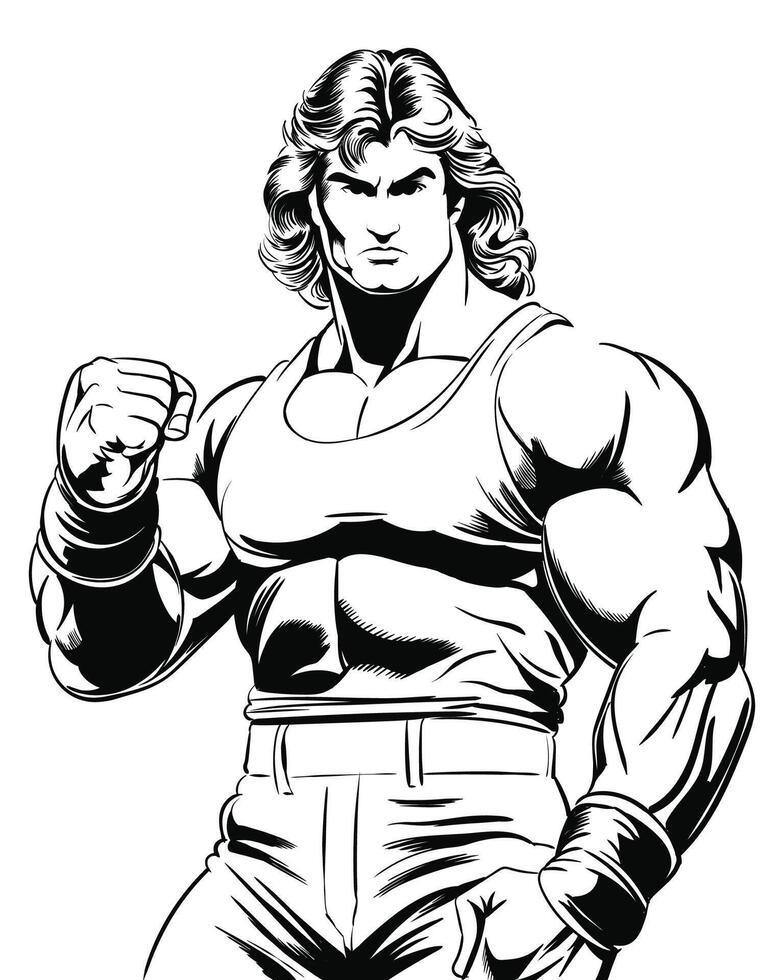 The wrestler coloring pages vector