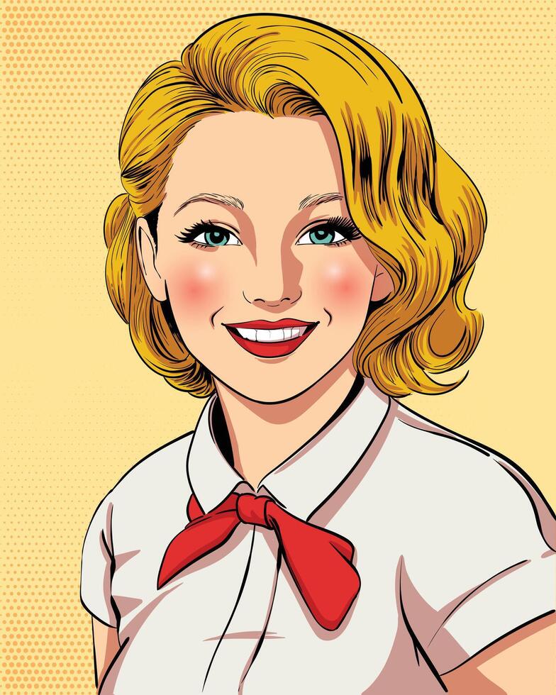 Pop art style illustration of a woman with a red tie vector