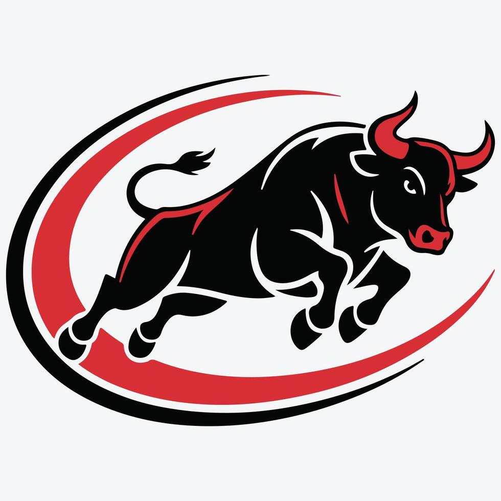charging red bull mascot vector