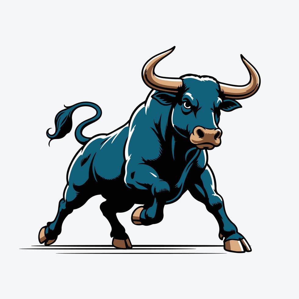 blue bull with a long tail vector