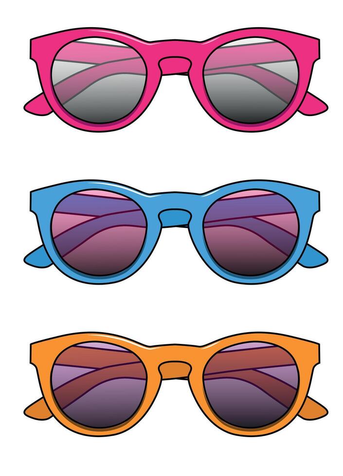 Set of modern sunglasses. Isolated template. vector