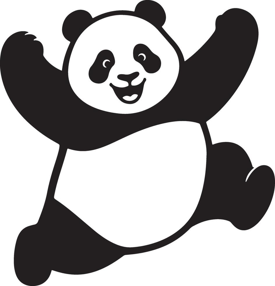 Happy panda jumping with joyful expression, Playful panda cartoon leap design vector