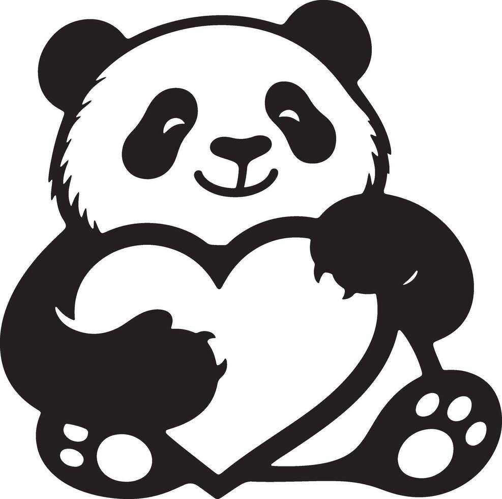 Panda holding heart for valentines theme, Cute panda expressing love cartoon style vector