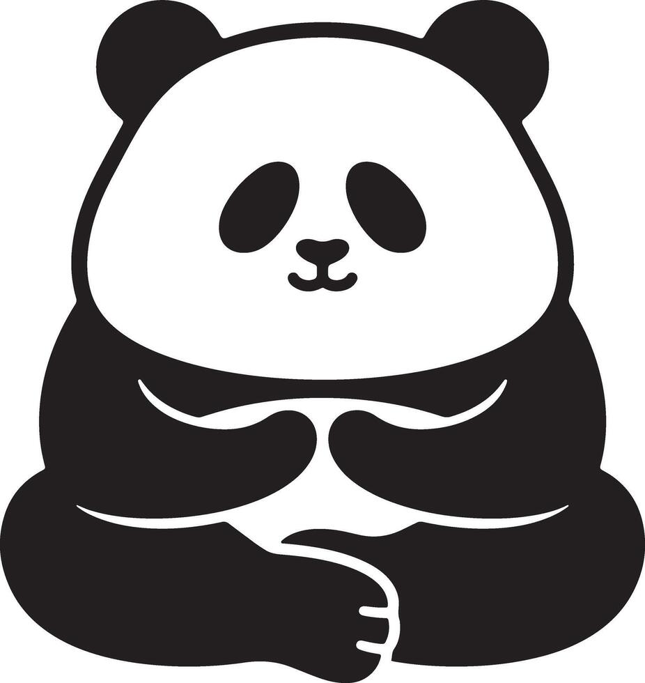 Meditating panda sitting calm pose, Peaceful panda in yoga position cartoon vector