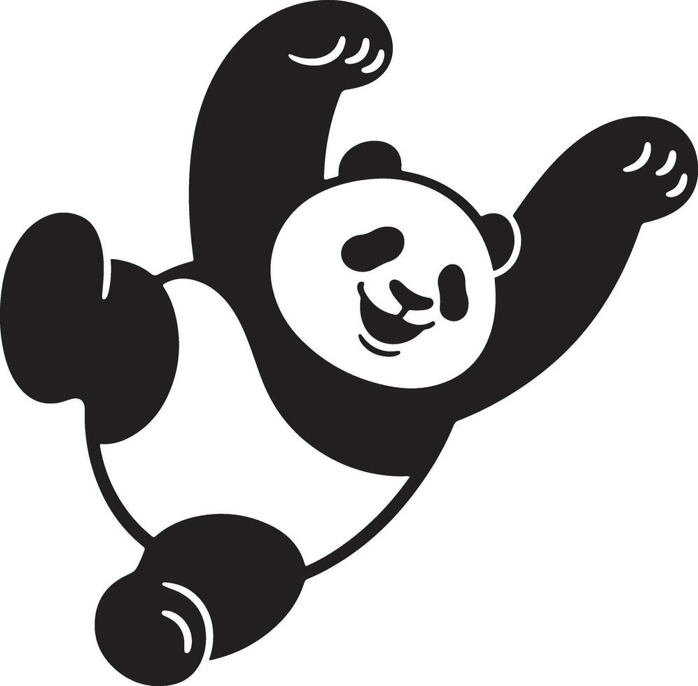 Panda joyful pose fun cartoon drawing, Playful panda dancing illustration vector