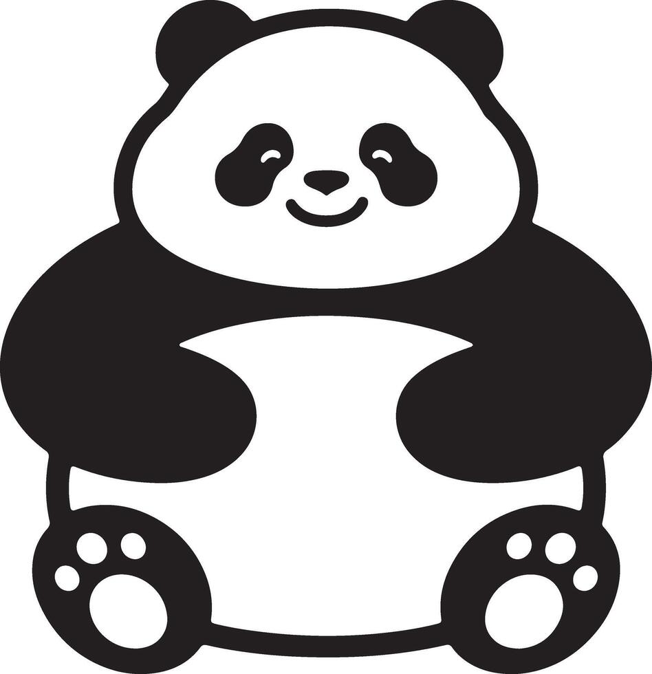 Cartoon panda cute black and white style, Panda character children friendly image vector