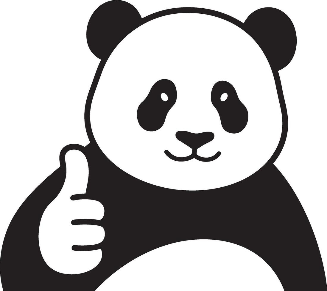 Panda giving thumbs up cartoon design, Positive panda gesture happy pose vector