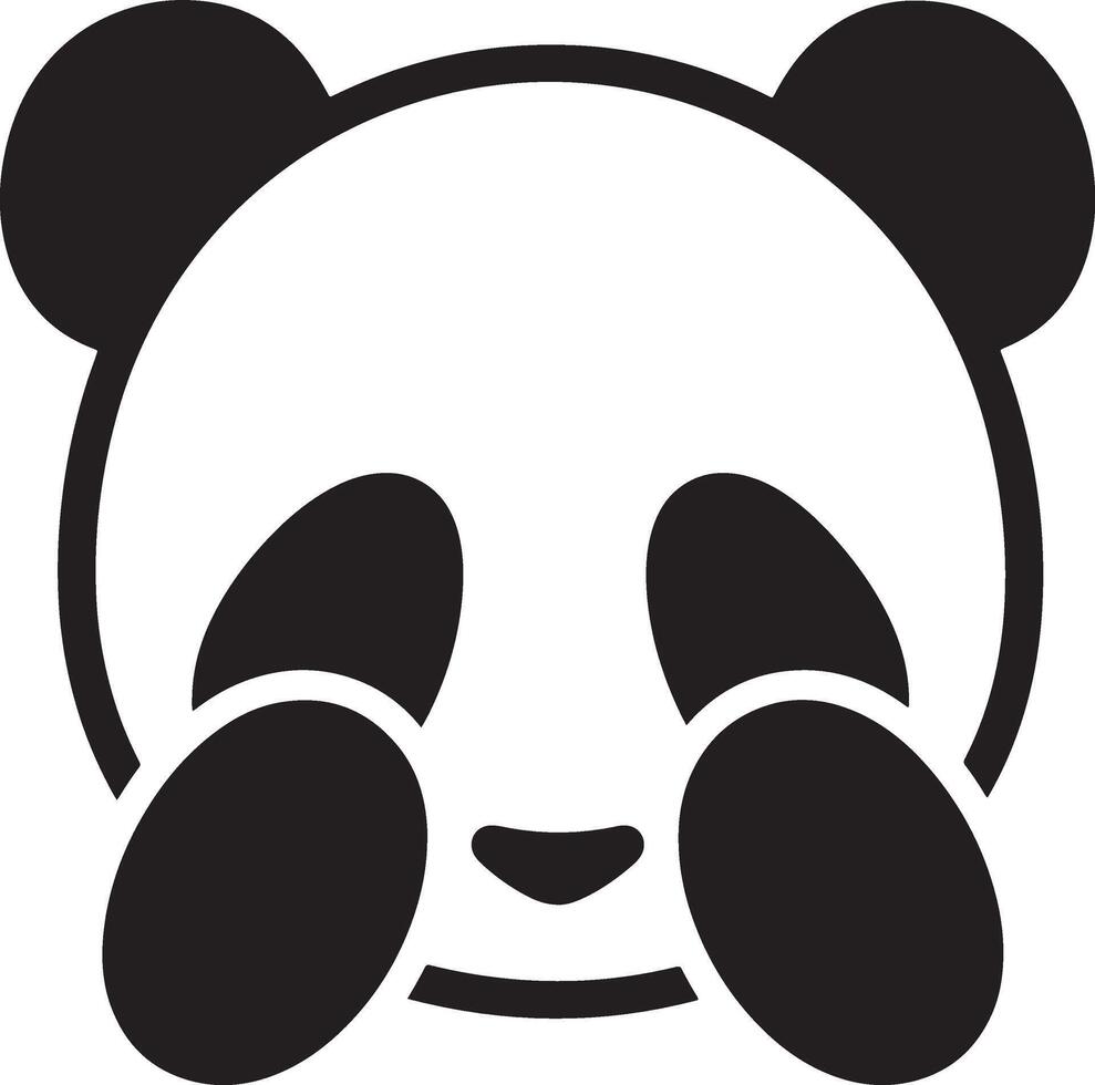 Panda face with hands covering eyes, Shy panda character playful expression vector