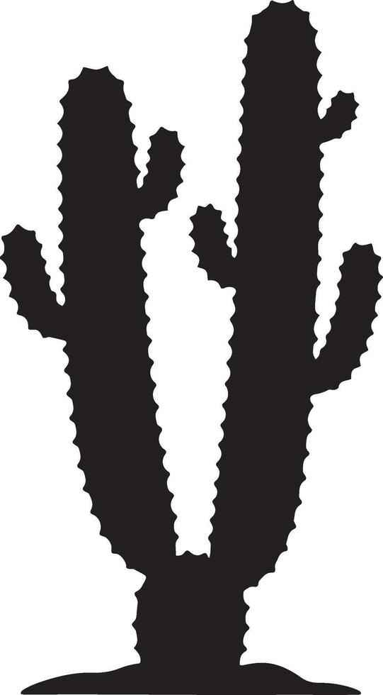 Desert cactus simple silhouette artwork, Minimal cactus icon black and white vector