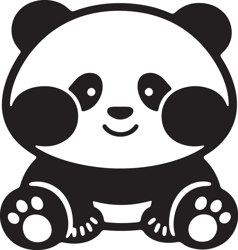 Cartoon panda sitting flat style illustration, Panda character adorable child decor vector