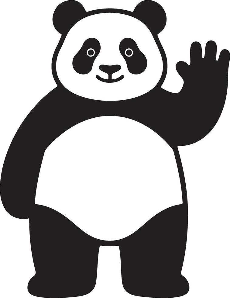 Friendly panda giving a wave illustration, Waving panda cartoon cute gesture vector