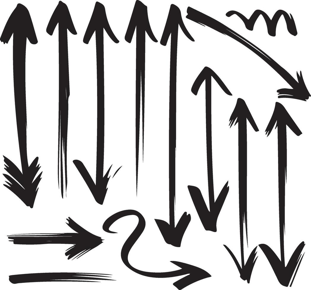 mano dibujado flecha conjunto para gráfico diseño usar, bosquejo estilo flecha elementos para creativo proyectos vector