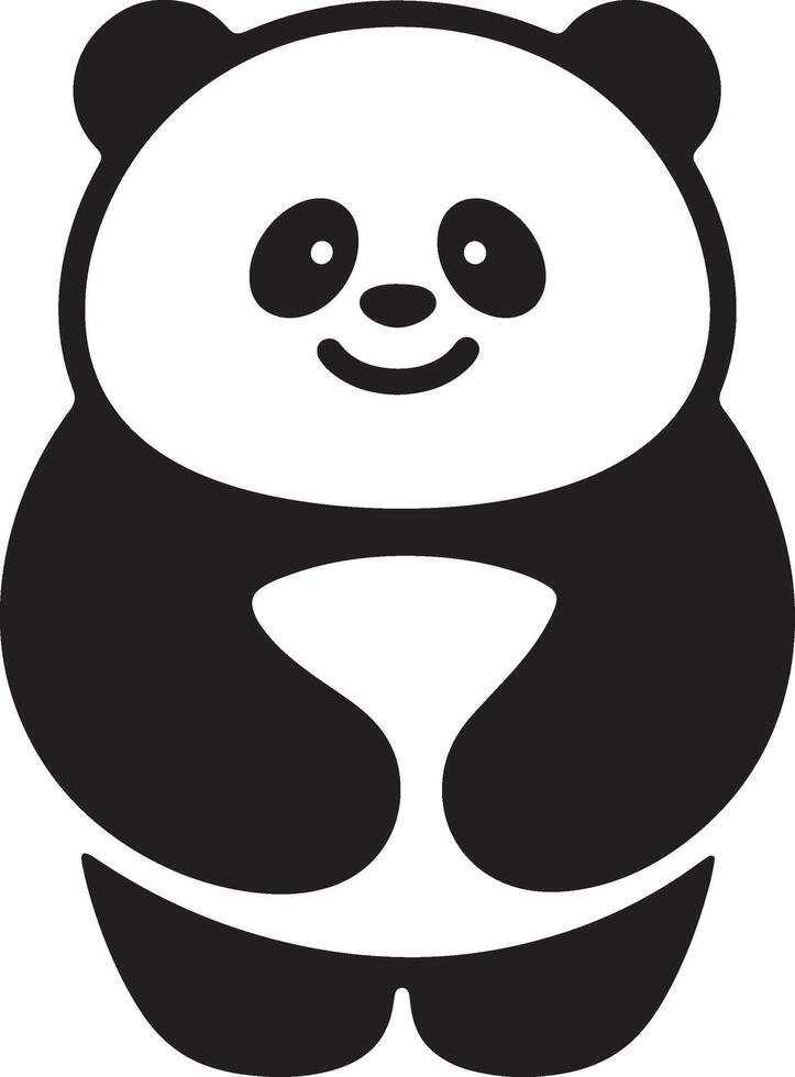 Black and white panda silhouette cute pose, Minimal panda animal graphic vector