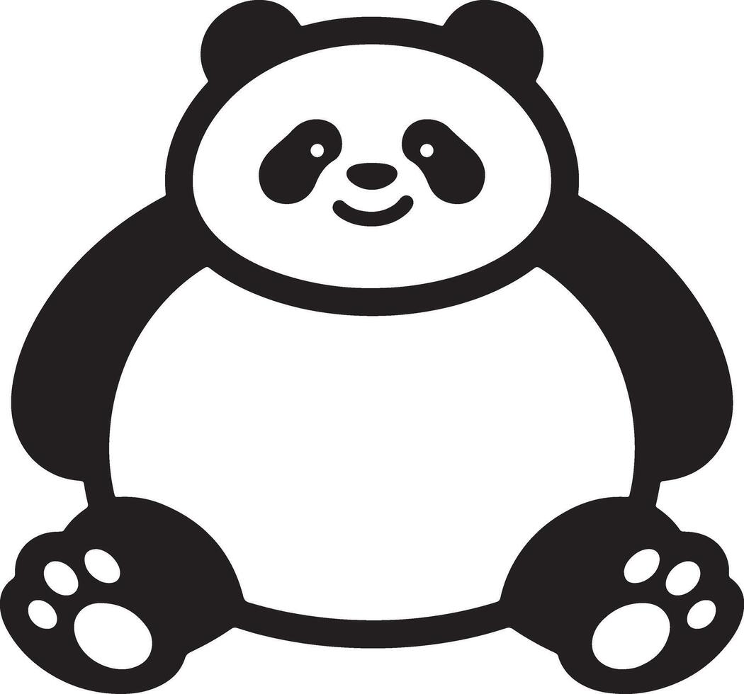 Cartoon panda sitting adorable black and white, Cute panda seated graphic for decor vector