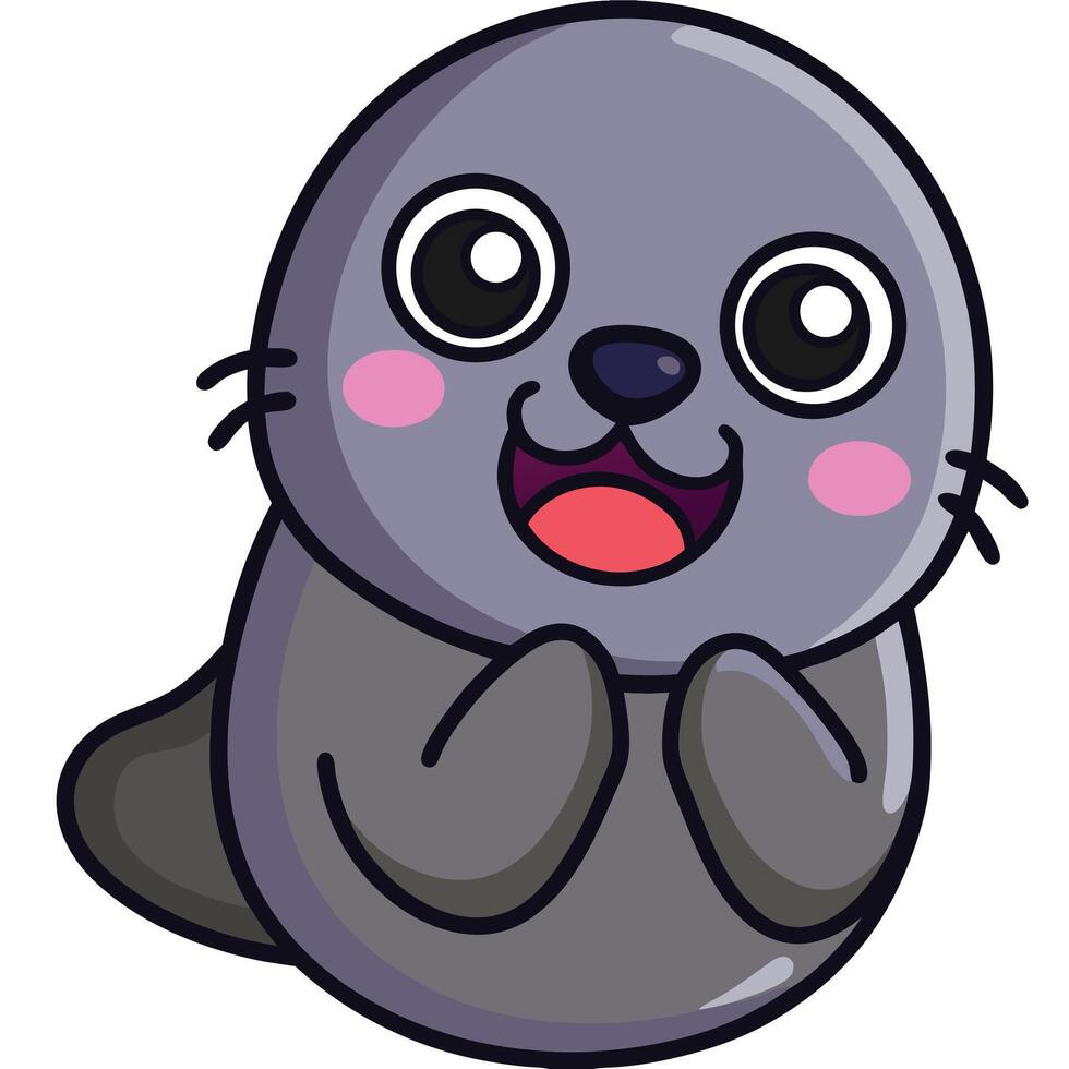 A cartoon seal with big eyes and a big smile vector