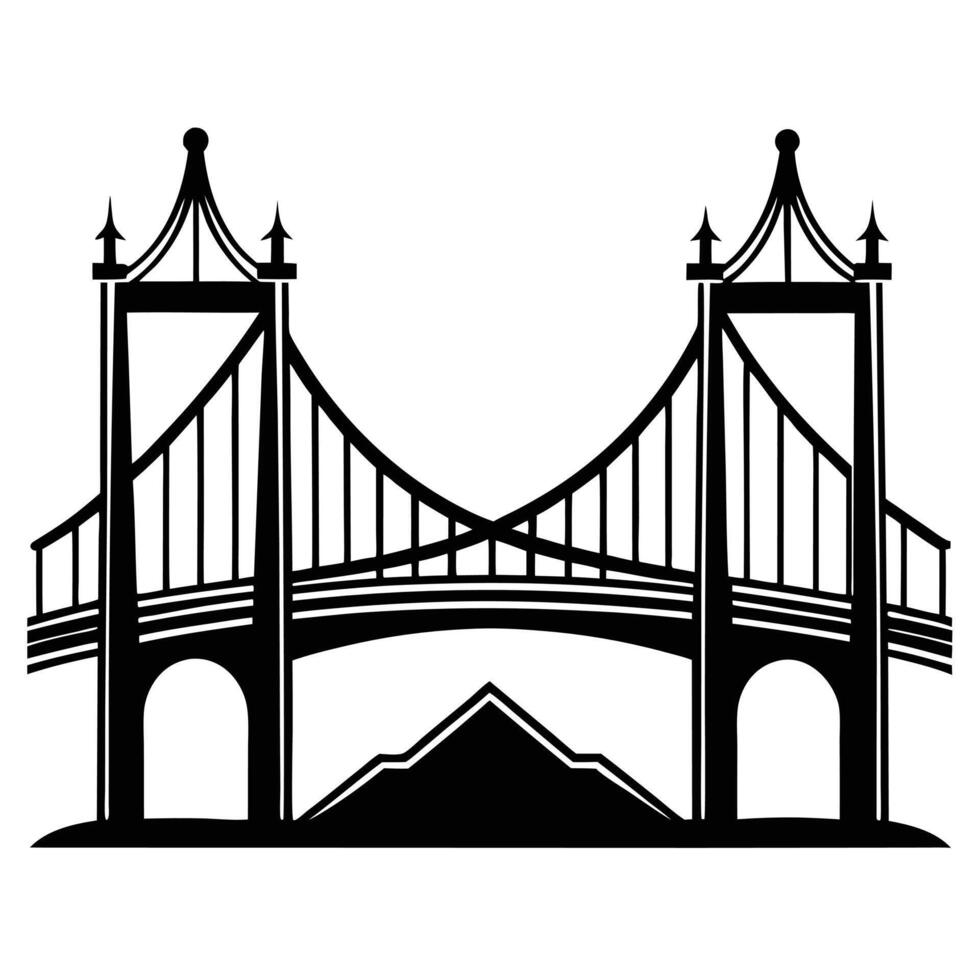 The bridge is black and white vector