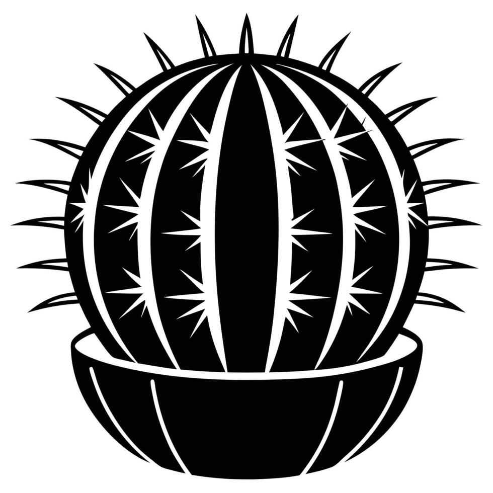 A cactus plant in a pot with spikes vector