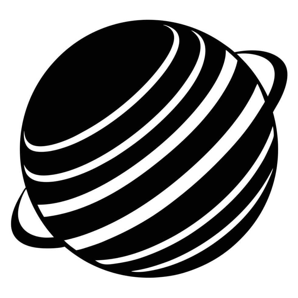 A black and white illustration of a planet vector