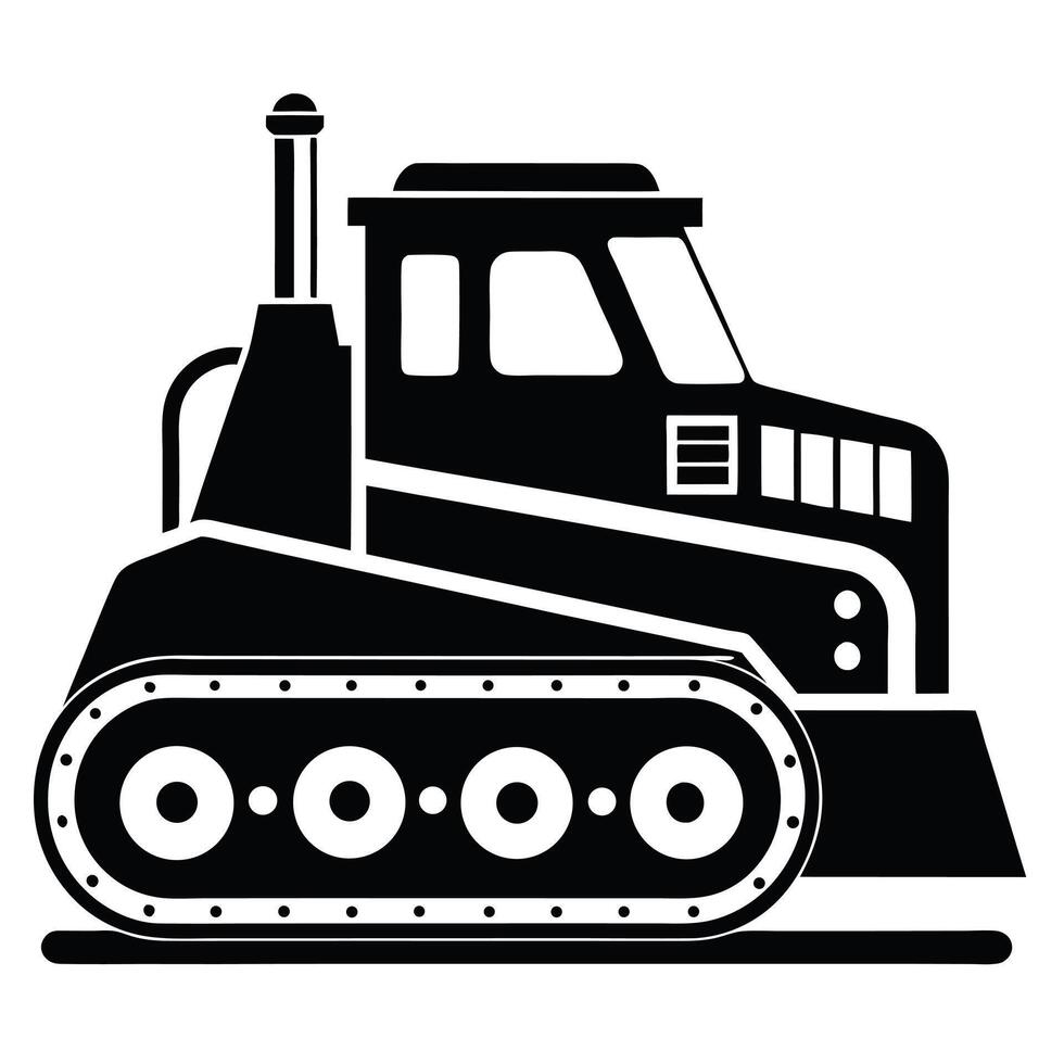 A black and white image of a bulldozer vector
