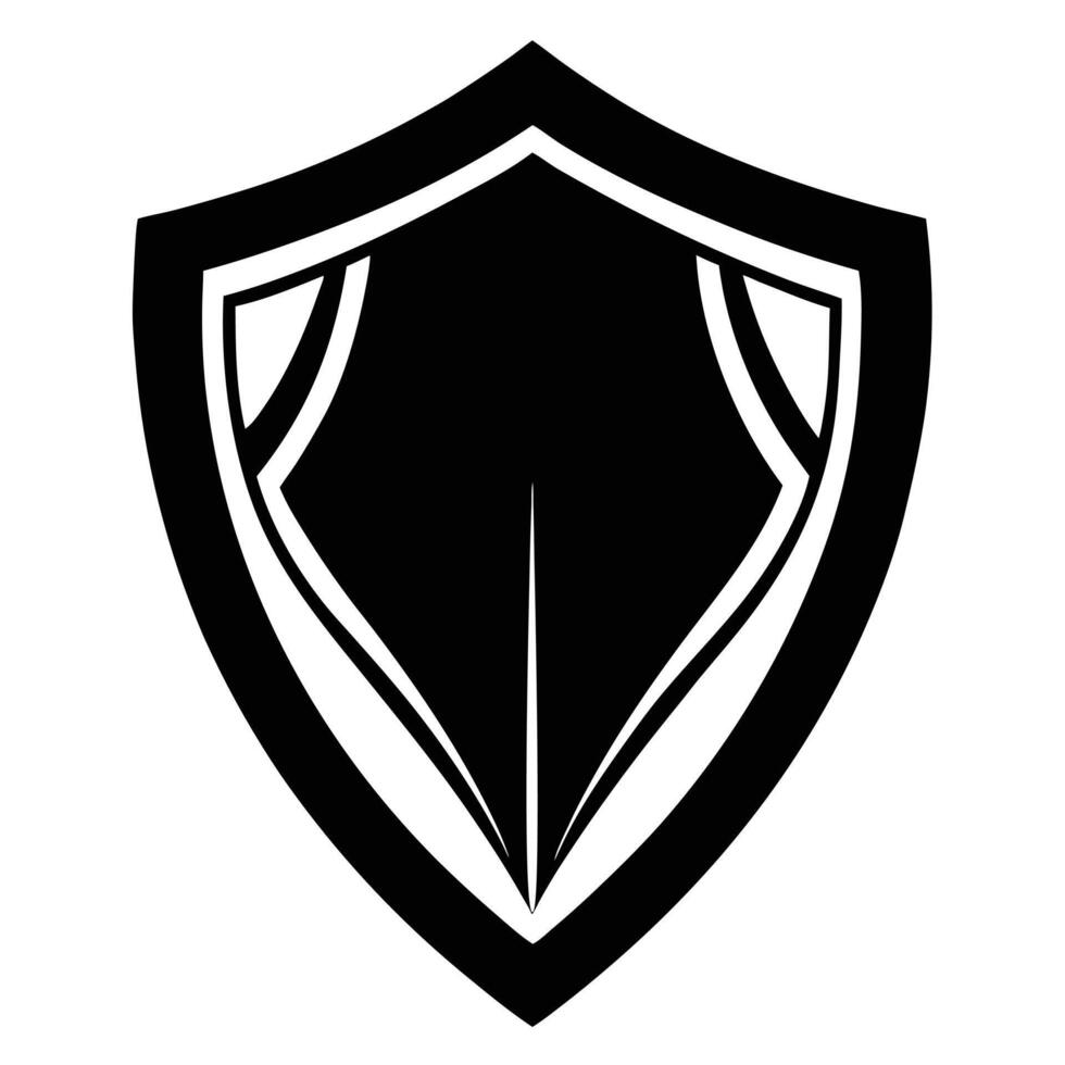 A black and white shield with a white border vector