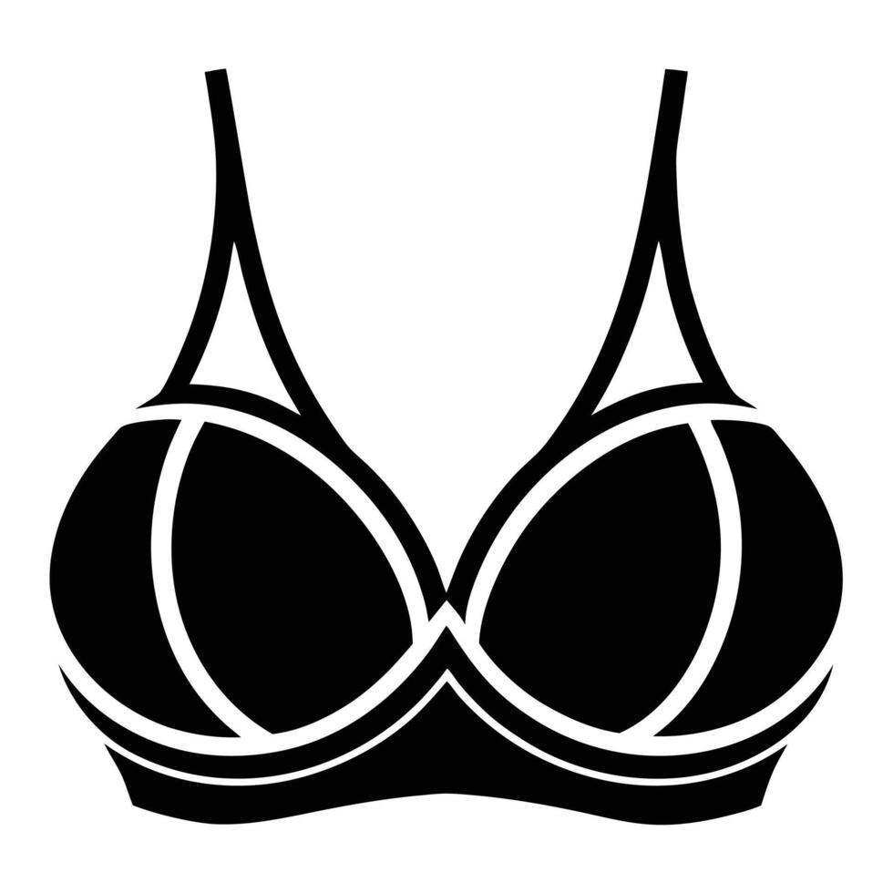 A black and white bra top icon vector