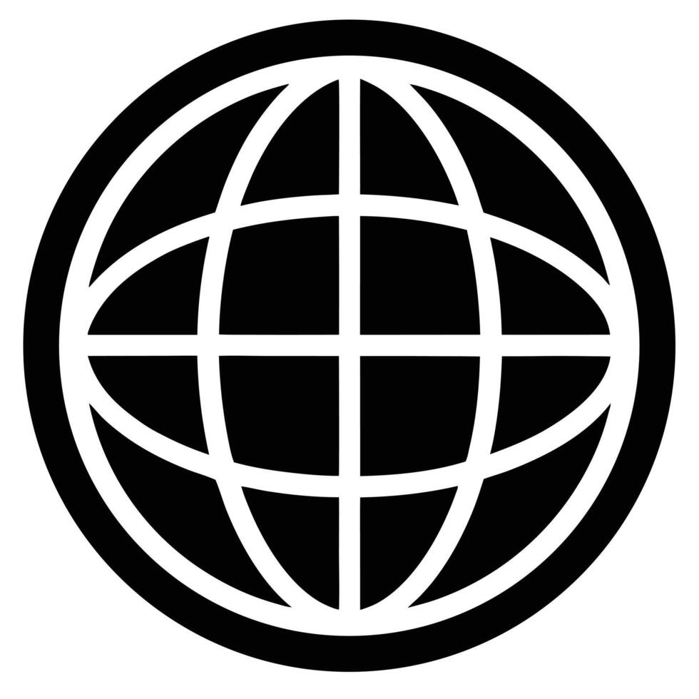 A black and white globe icon vector