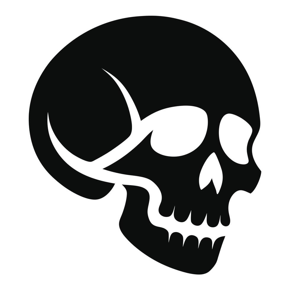 A black and white skull icon on a white background vector