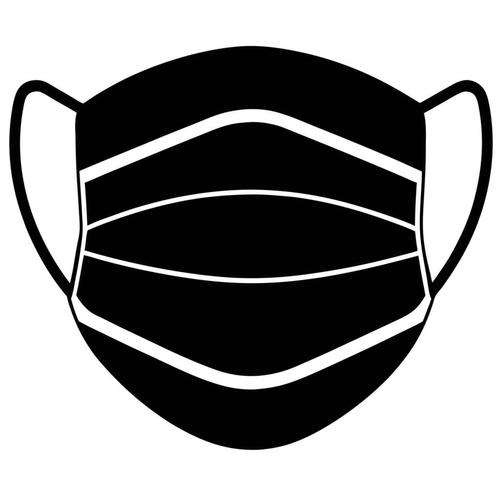 A black and white illustration of a medical mask vector