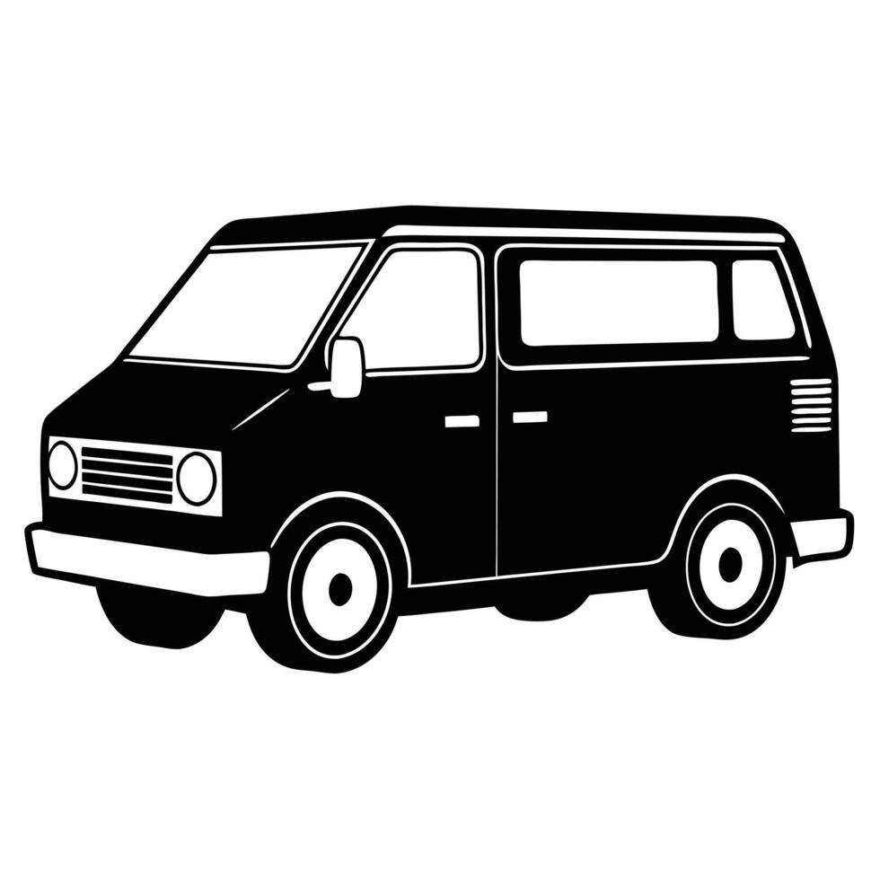 A black van icon on a white background vector