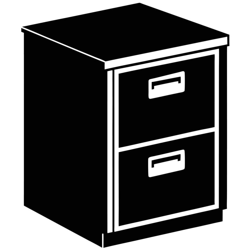 File cabinet black and white vector
