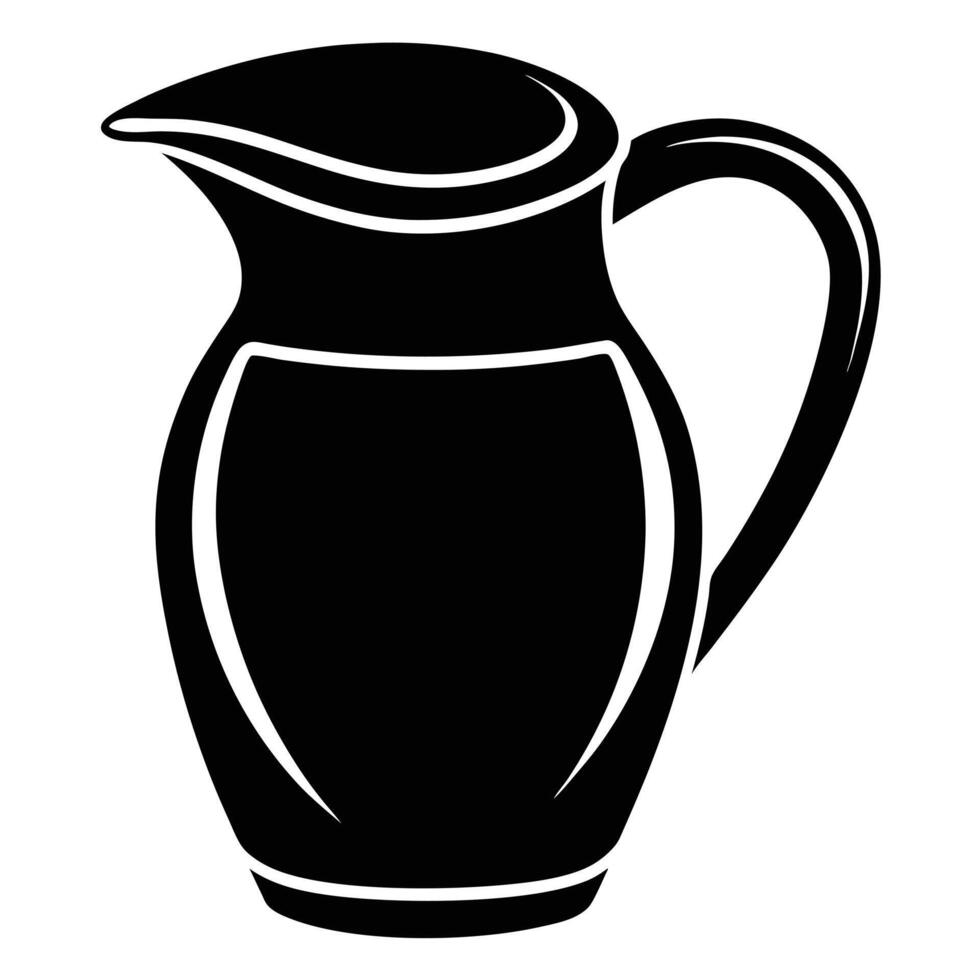 A black and white illustration of a pitcher vector