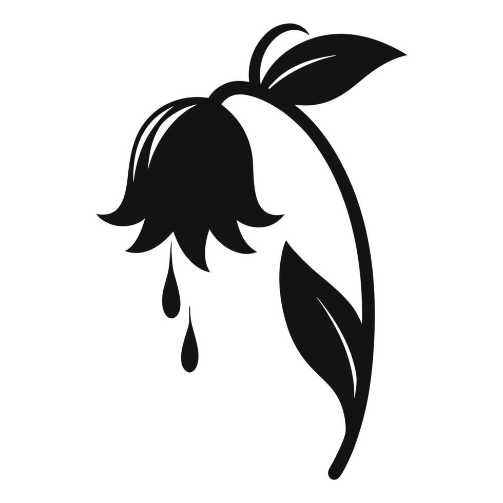 A black and white flower with a tear drop vector