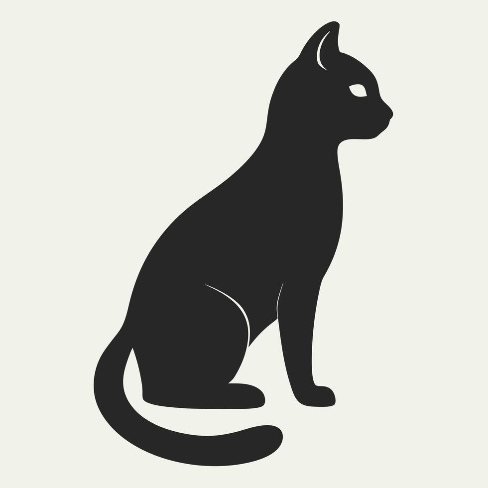 A black cat is sitting on a white background vector