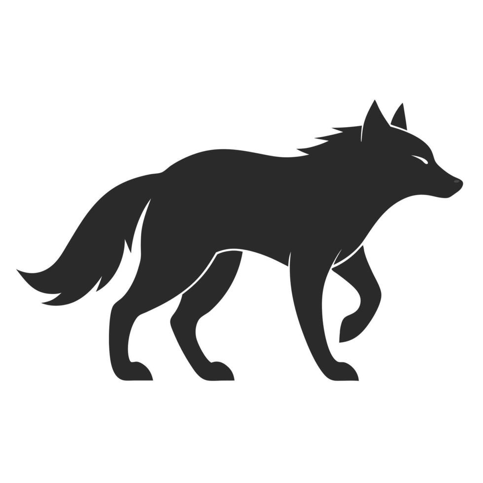 A black silhouette of a wolf on a white background vector