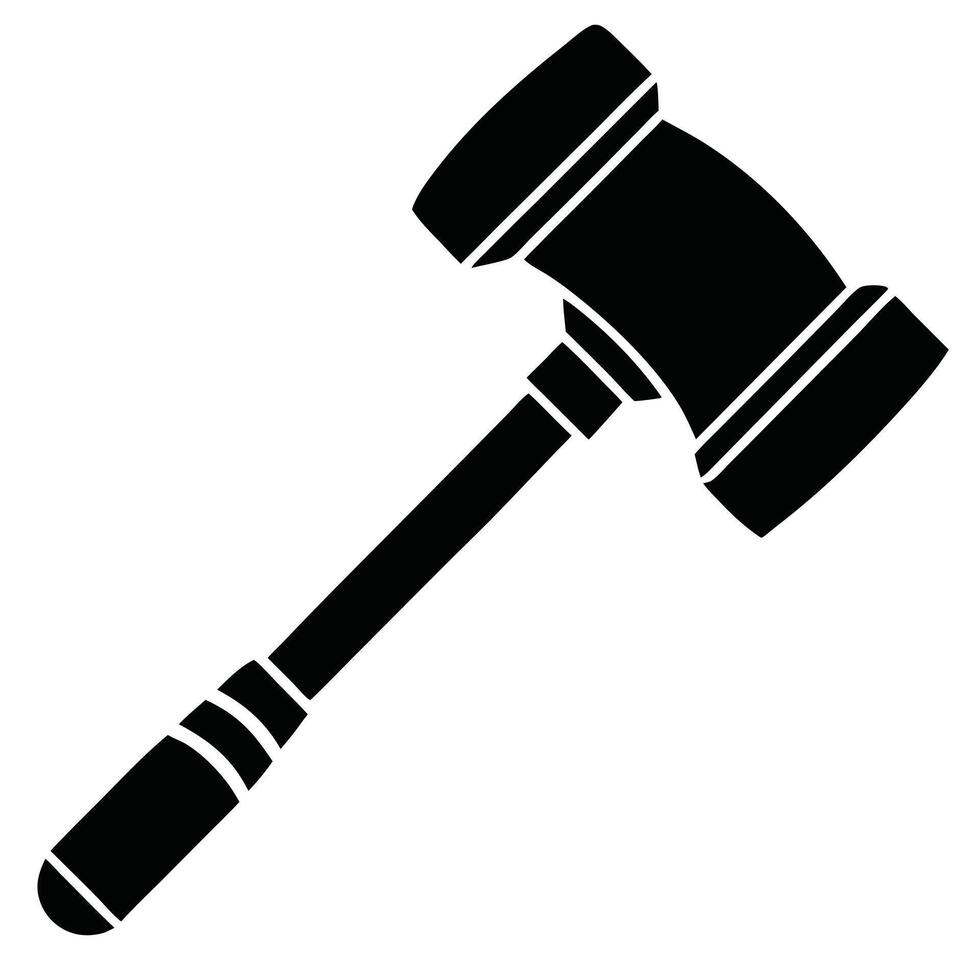 A black and white image of a hammer vector