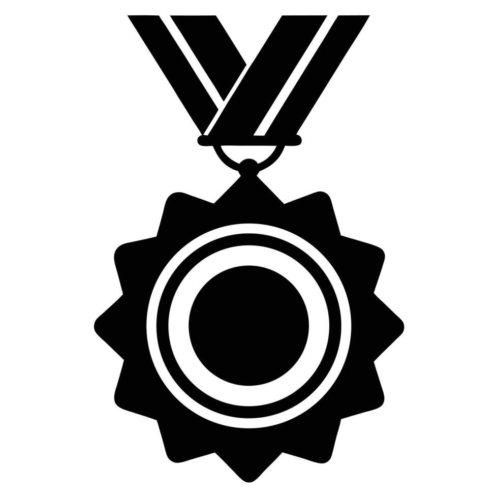 Black and white medal icon on white background vector