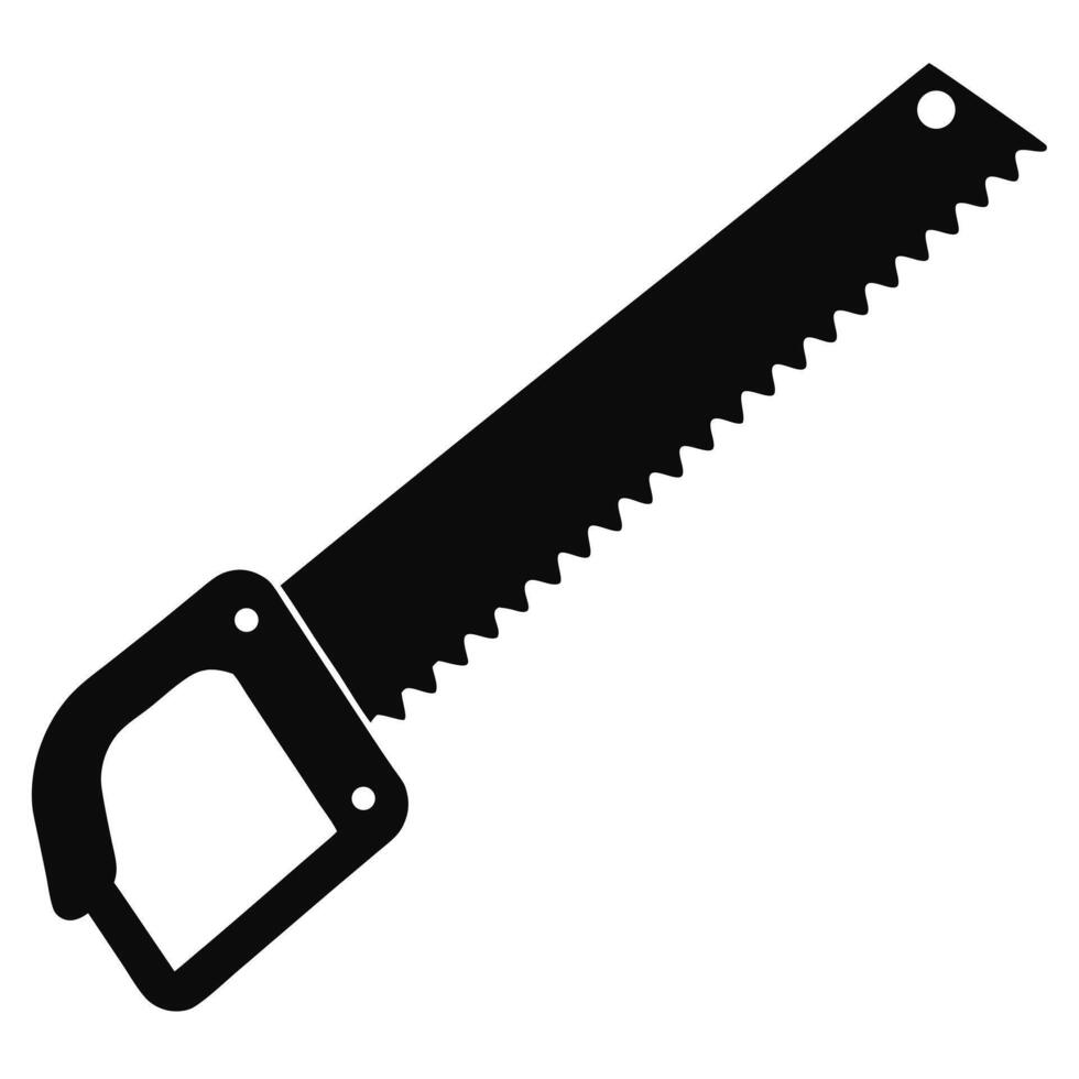 A black and white illustration of a chainsaw vector