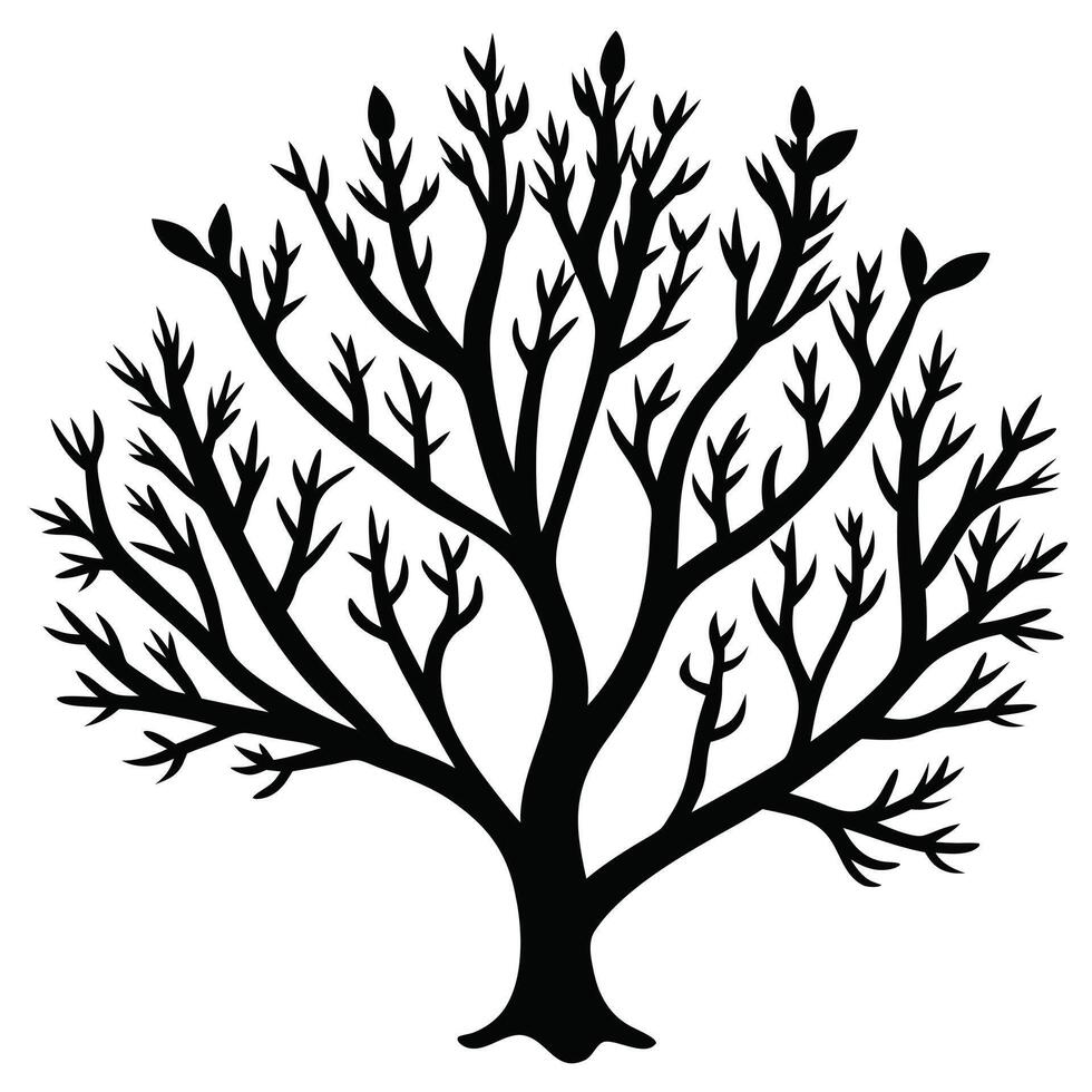 A black and white silhouette of a tree vector