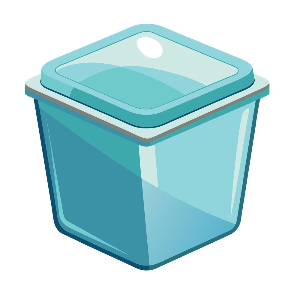 A blue plastic container with a lid vector