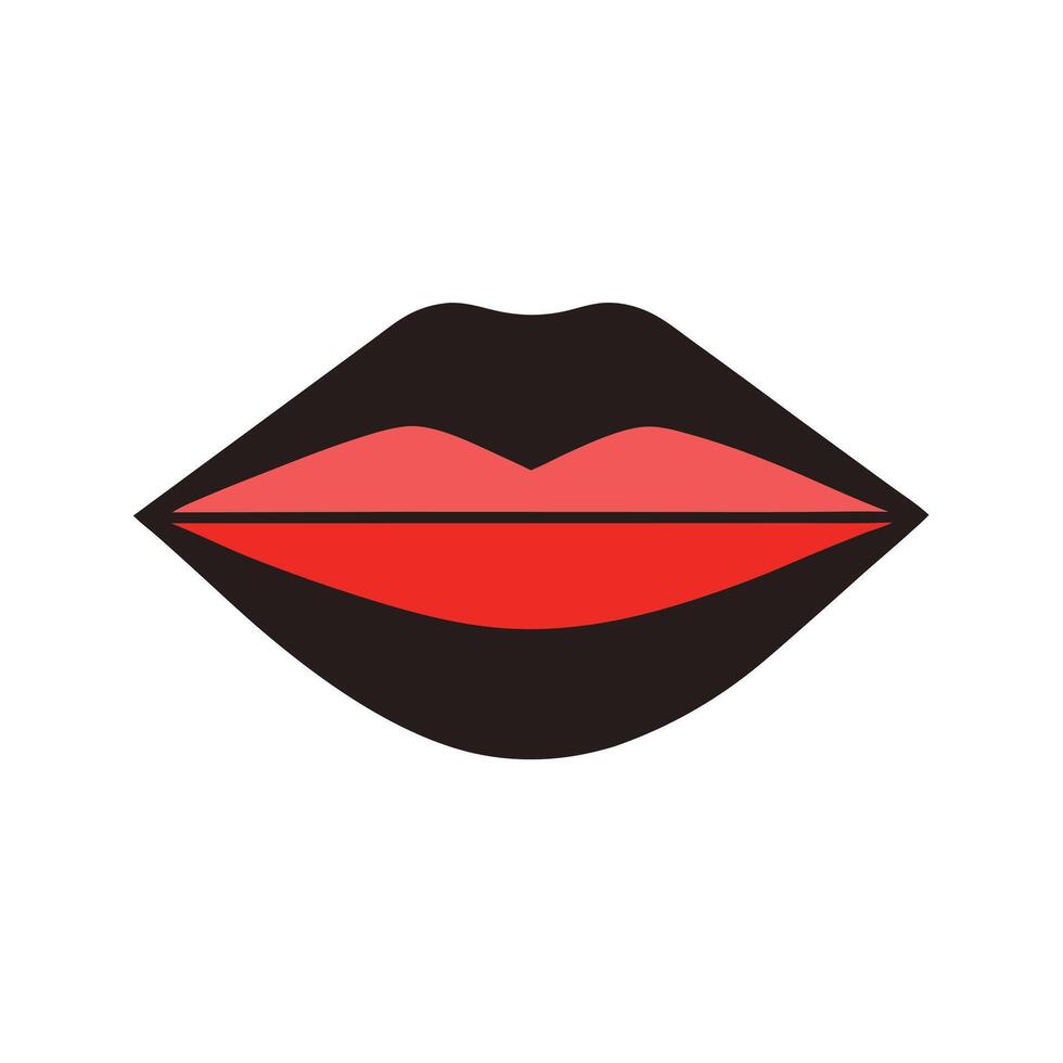 A black and red lips icon on a white background vector