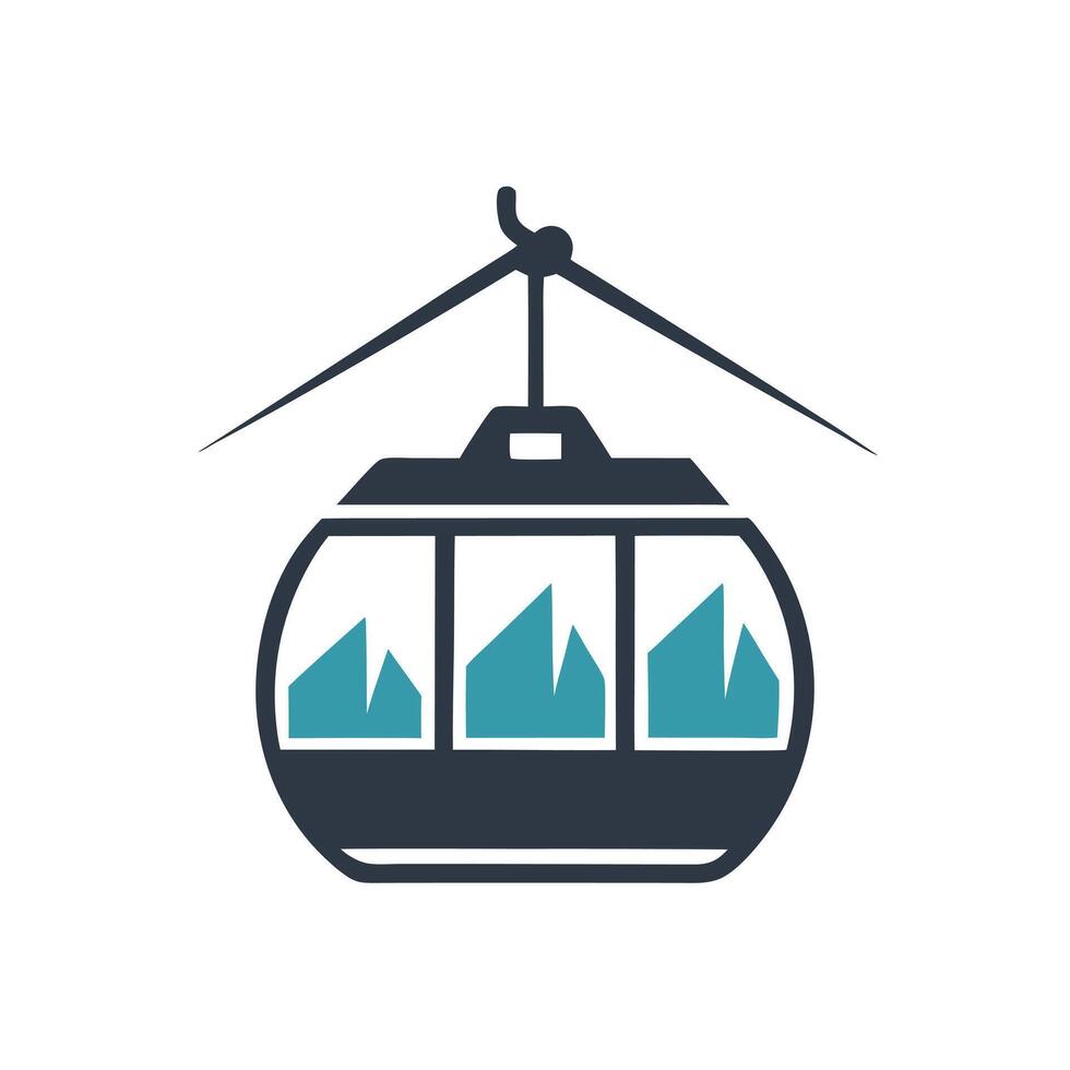 Gondola icon, cable car, ski lift, ski resort, mountain, ski slope, vector