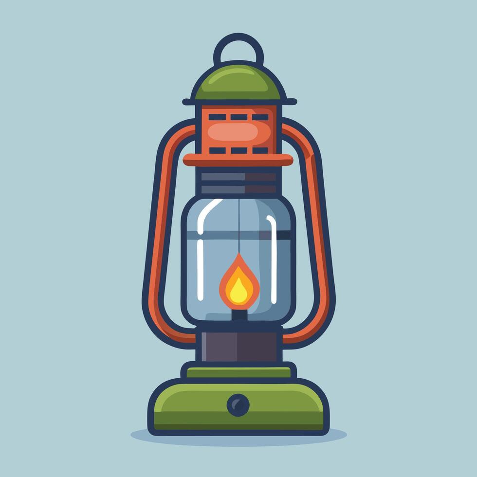 An old lantern with a burning candle vector