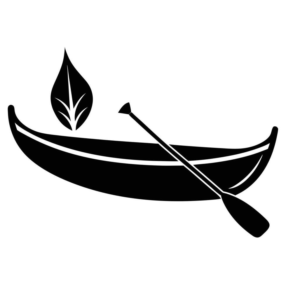Canoe with leaf vector