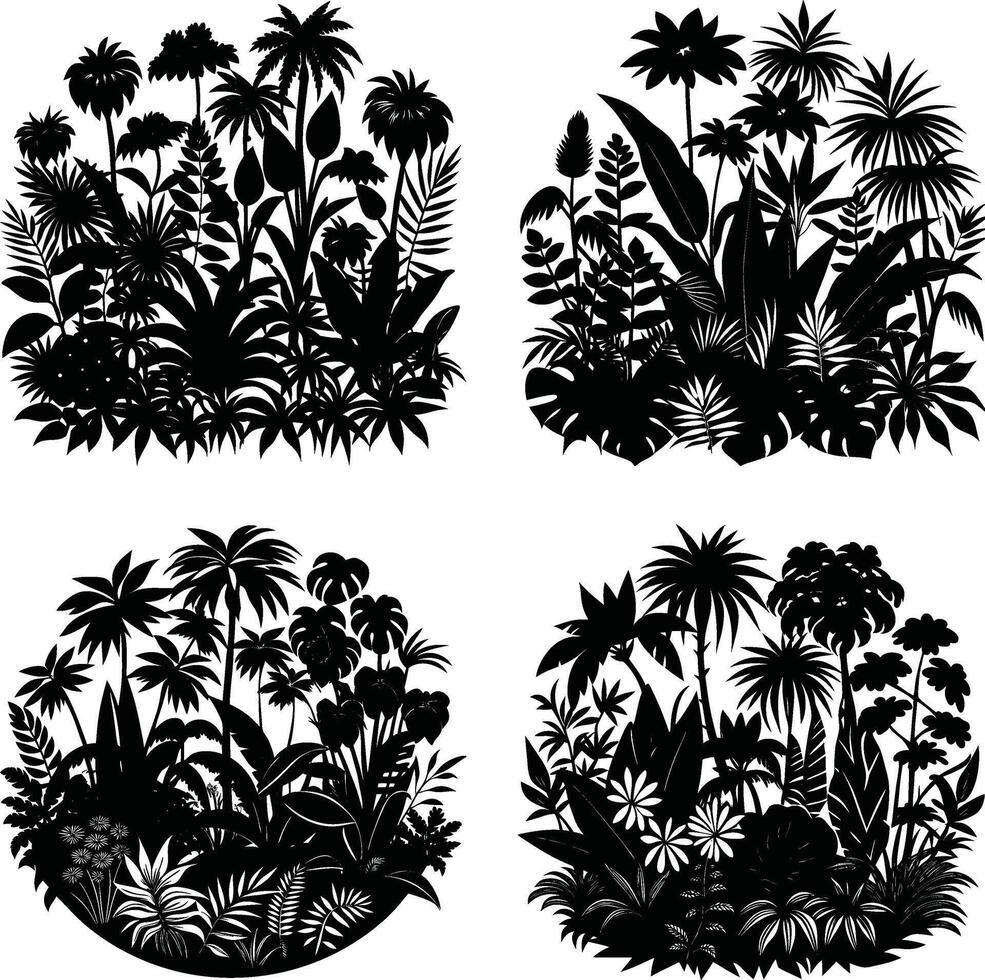 Flower Outline Bundle Ornamental Monochrome Flower Elements Digital Set for Illustration and Creations vector