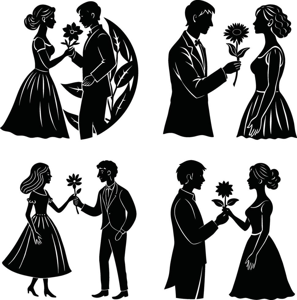 Floral Silhouette Bundle Stylish Dark Flower Graphics Digital Group for Artwork and Crafts vector