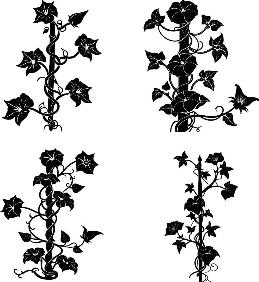 Flower Silhouette Collection Stylish vector