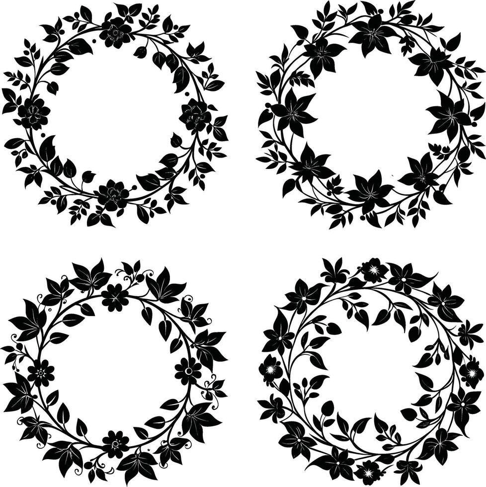 Flower Shadow Bundle Ornamental Black Flower Graphics Assortment for Artwork and Projects vector