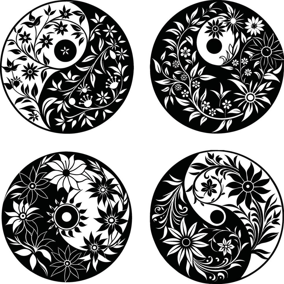 Flower in round shape vector