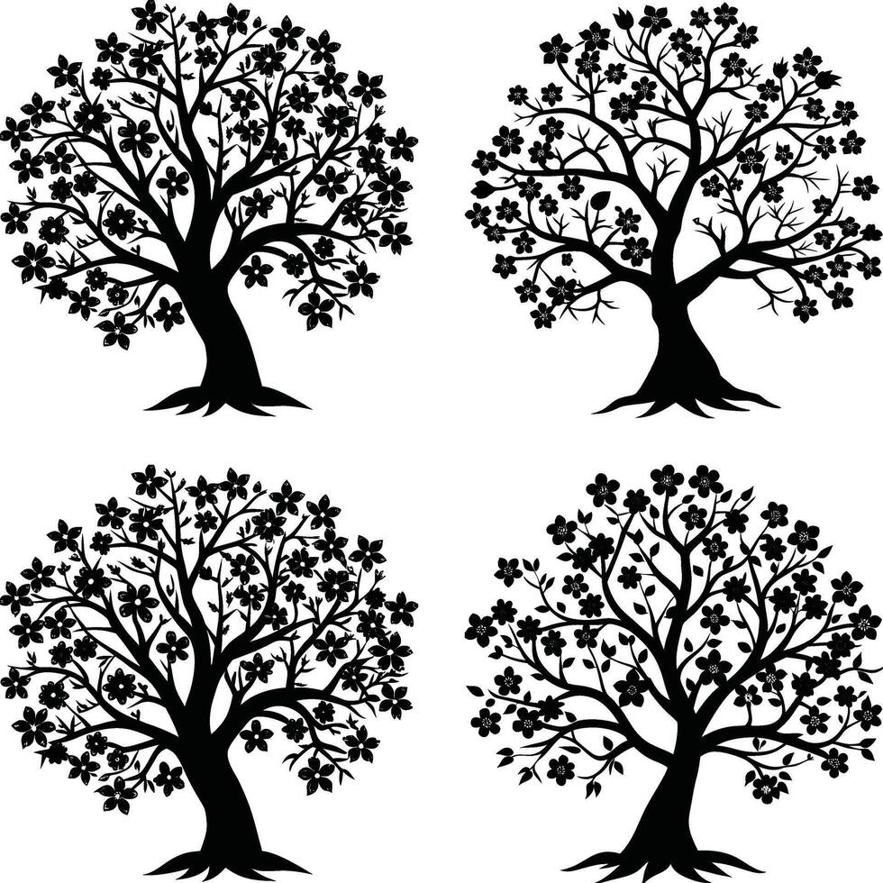 Tree silhouette bundle vector