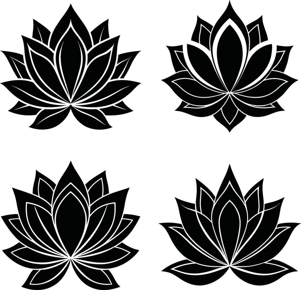 water lily silhouette vector
